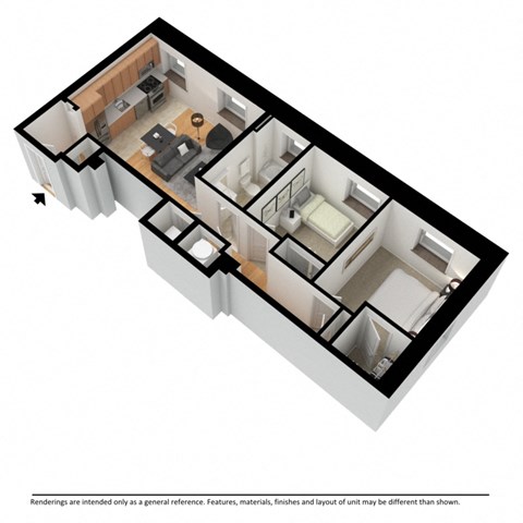 Two bedroom 3d floor plan